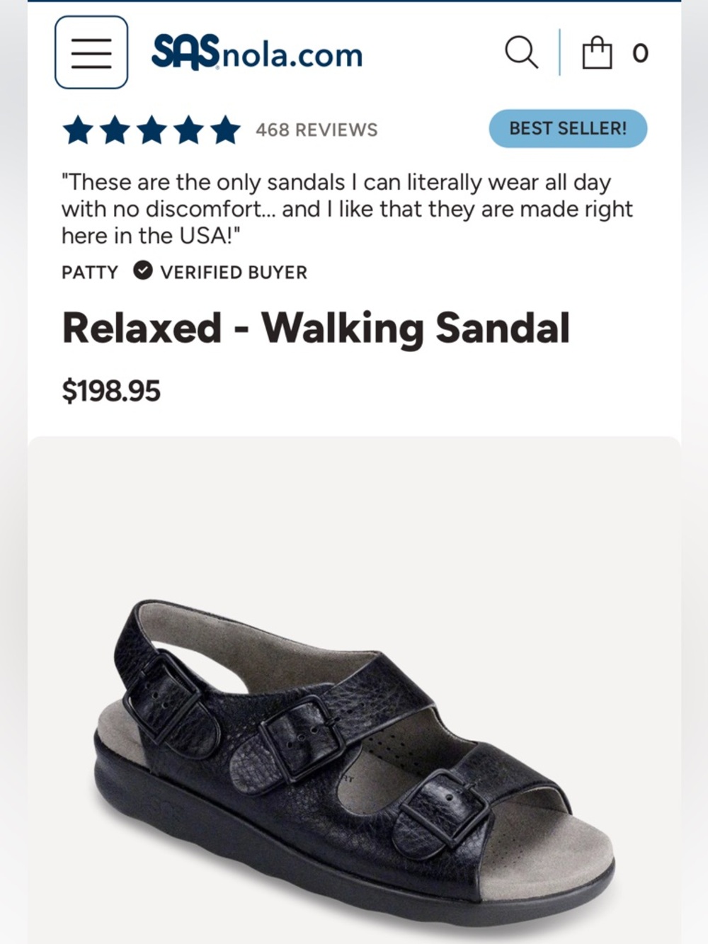 SAS San Antonio Shoemakers Tripad Comfort Relaxed Leather Walking Sandal